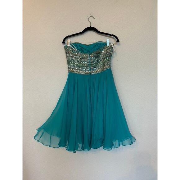 Sherri Hill Homecoming Dress Blue - Picture 3 of 5